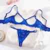 2 Pcs Lingeries Sexy Hot Erotic Costumes Woman Lace Mesh See-Through Open Bra Transparent Underwear Fairy Embroidery Thong Sets