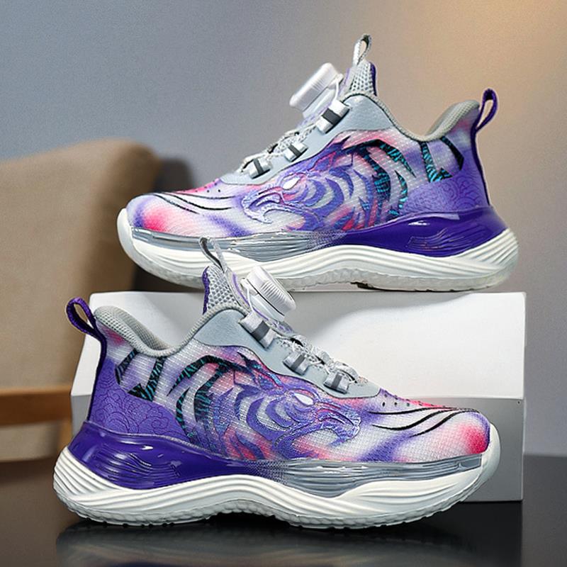 Boys' Shoes Wear-resistant Anti Slip Running Middle-aged Children's Rotating Buckle Sports