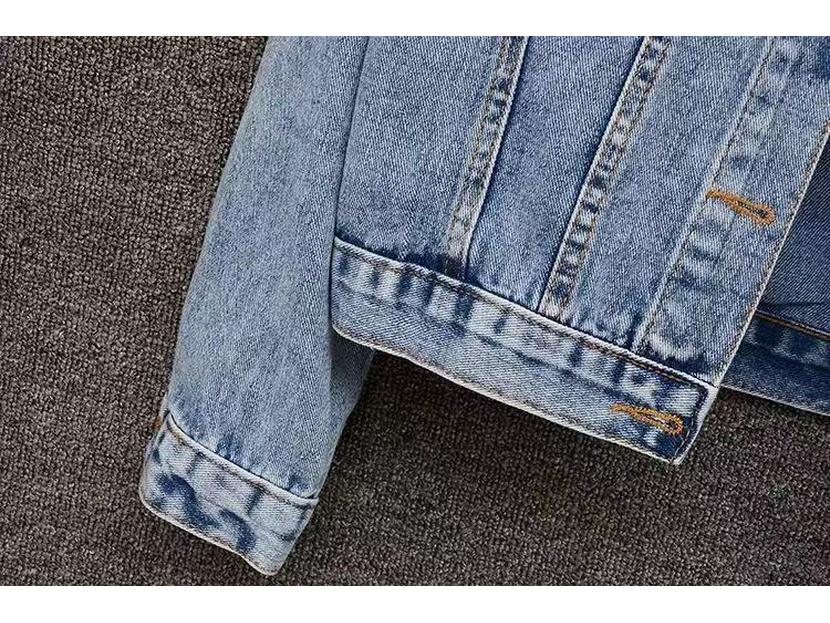 Plus Size Beaded Denim Jacket - Korean Style, Spring/Autumn Fashion for Women