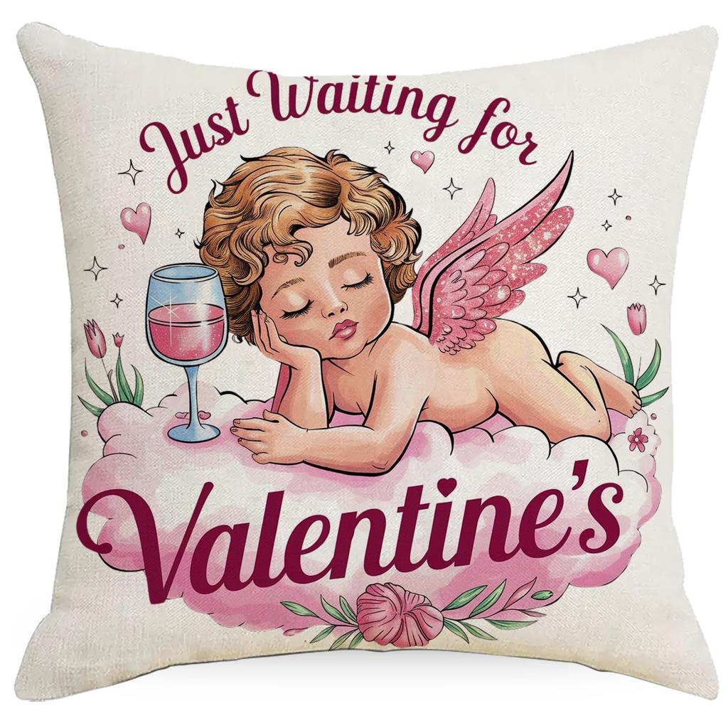Nowa Poszewka na Poduszkę Walentynkową Anioł Skrzydła Miłości Nadruk Dekoracja Świąteczna Poszewka na Poduszkę Sofa