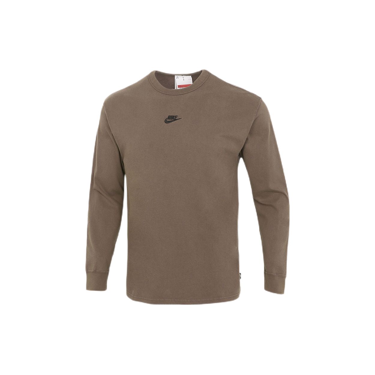 

Nike Solid Color Brand Logo Print Crew Neck Sports Casual Pullover Long Sleeve T-Shirt Men Tops Brown DJ1583-004 XL