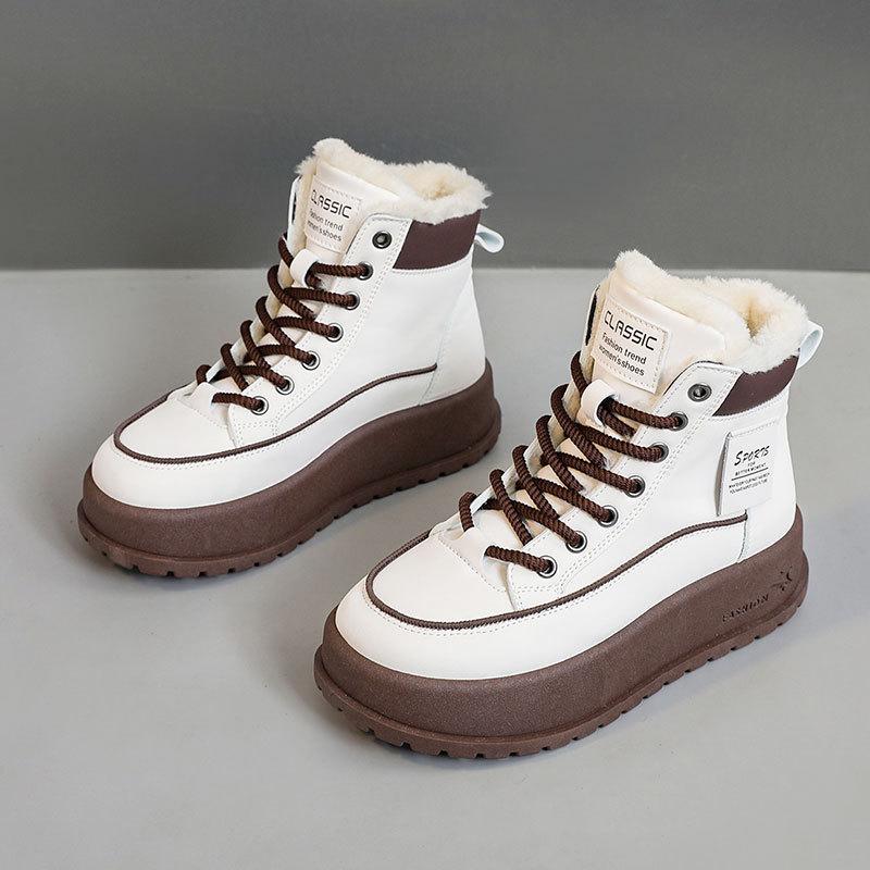 KT2811 new winter velvet women's middle help color matching warm cotton shoes student simple casual cotton shoes