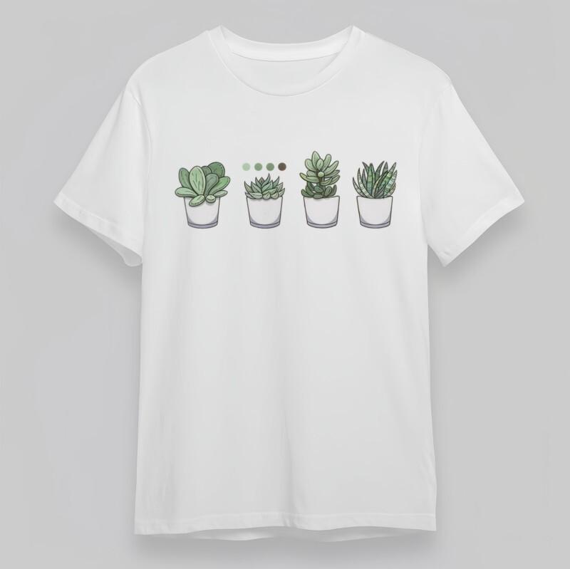

Women s Plus Size Classic T-Shirt Four Potted Succulent Collection Graphic Tee XL