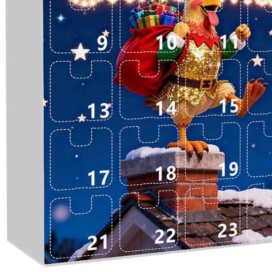 2025 Christmas Chick Advent Calendar 24-Day Countdown Box with Happy Chicken Ornaments Festive Tree Decorations for Kids