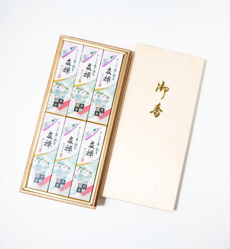 [Packaging with Lotus Flower] Baikundou Takumi no Chosen Yuzen Incense, 6 Boxes [Paulownia Box]  Made in Japan, Awaji Island, Baikundou Incense,