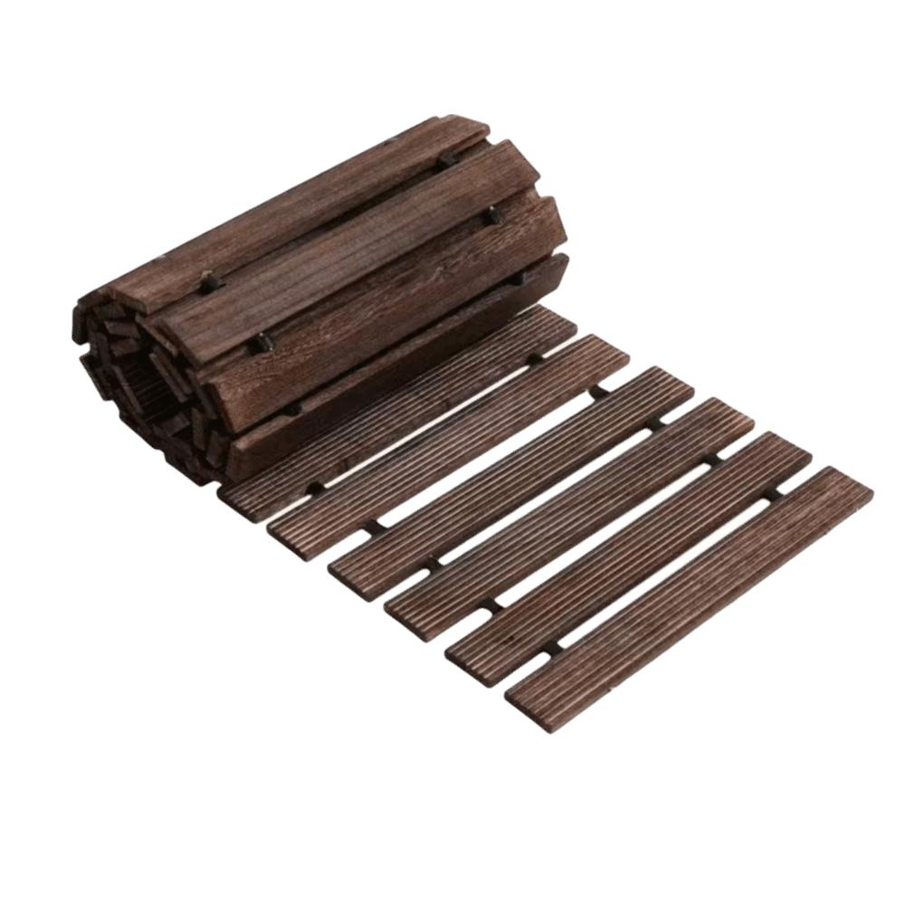 Weather-Resistant Wooden Garden Pathway Roll Out Non-Slip Roll Out Walkway Hardwood Pavers Curved Walkway Outdoor Walkway Mat
