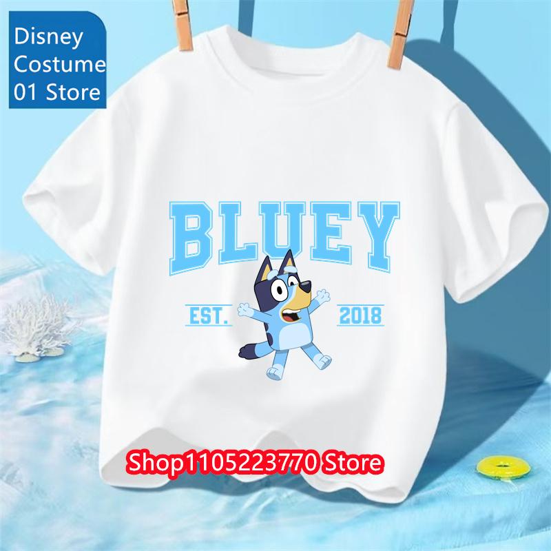 Koszulka Dziecięca z Motywem Bluey Chłopcy Dziewczynki Jesień Zima Kreskówkowy Graficzny Krótki Rękaw Codzienne Ubranie Góra