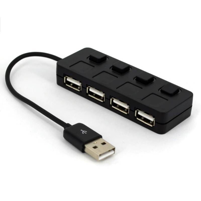 

Usb Hub With Switch And Four Ports For Keyboard Mouse U Disk Data Transfer чёрный
