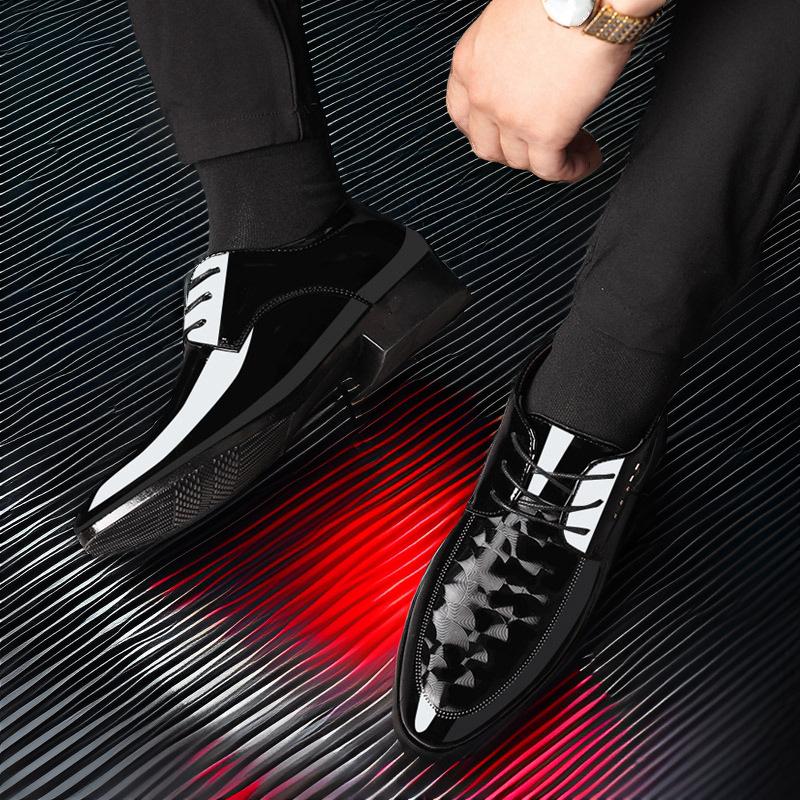 Autumn new men's shoes business dress men's leather shoes large size British pointed glossy youth casual shoes men's tide