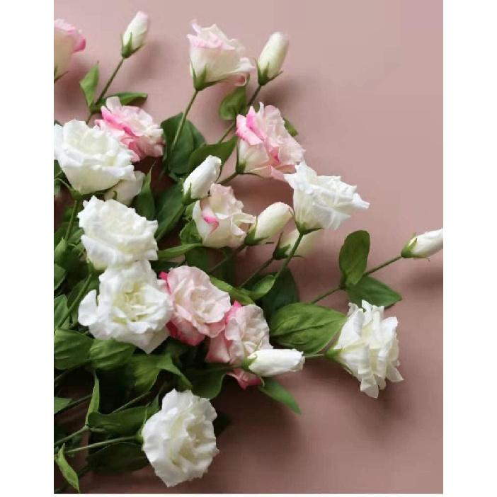 4 Pcs Rose Artificial Silk Lisianthus Fake Real Touch Flower with Long Stem Faux White Peonies Bouquet for Wedding Party Home Indoor Decor Flower
