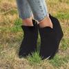 Autumn and Winter New Flat-bottomed Wedge Short Boots European and American Round Head Side Zipper Large Size Boots