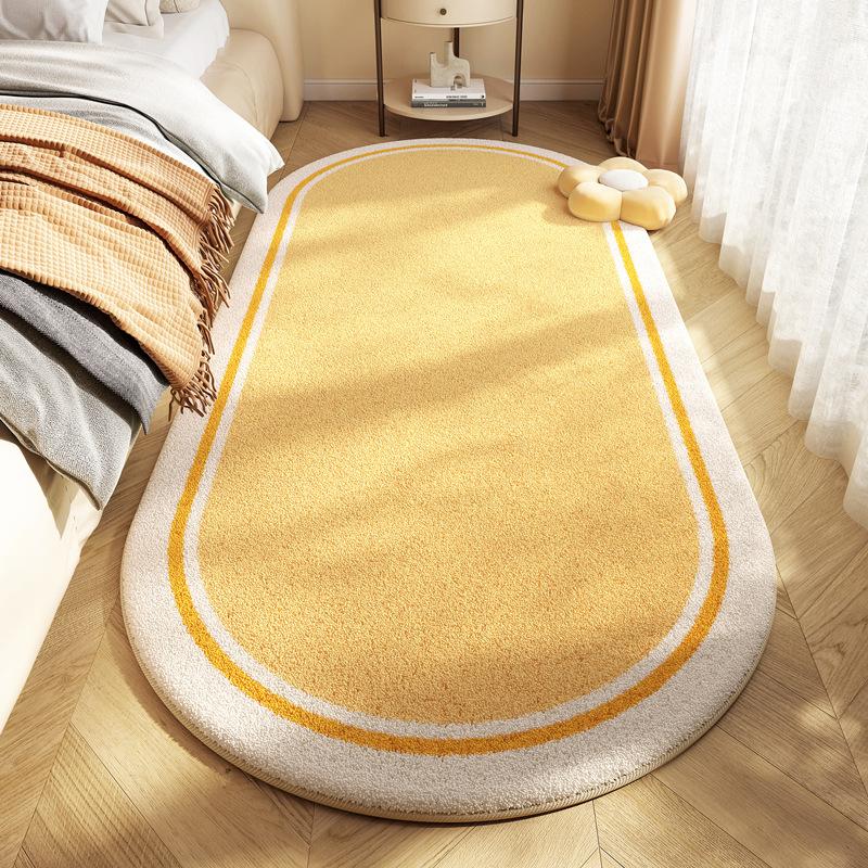 Oval Area Rug,  Faux Cashmere Bedside Rug Living Room, Bedroom, Playroom, Nursery, Long Strip Rug Floor Mat, Cute Cartoon Doodle Pattern