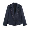 ZA Womens Retro Striped Blazer Long Sleeve Casual Streetwear Outerwear