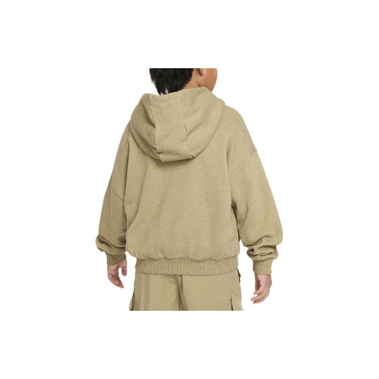 Nike Icon Fleece Solid Color Loose Fit Sports Hoodie Kids Hoodies Khaki FJ6027-276