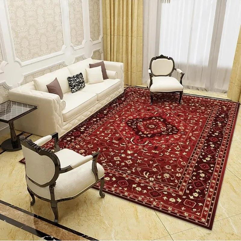 Bohemian Vintage Carpet Large Area Living Room Sofa Mat Bedroom Office Muslim Prayer Non-slip Machine Washable Rug Home Decor
