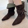 2026Nuovi Stivali da Donna di Design Moda Scarpe con Tacco Basso da Vestito Punta Acuta Stivaletti alla Caviglia Botas Invernali Retrò Mujer Chelsea Stivaletti Corti