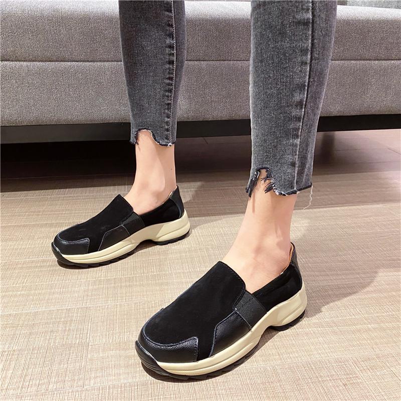 Damen Plateau-Loafer, lässig, elegant, schwarz, zum Reinschlüpfen, dicke Sohle, Shake-Schuh, Übergröße, Sneakers, Sportschuhe