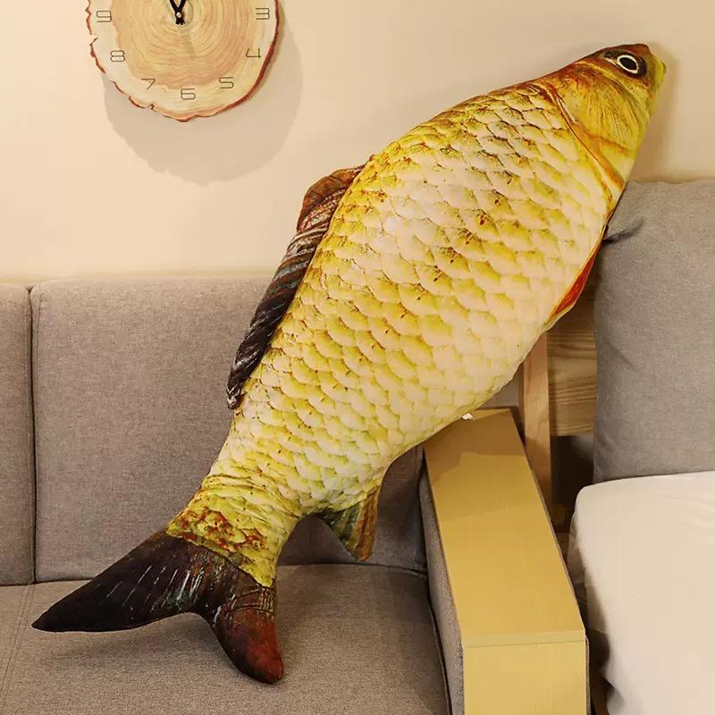 40/60cm 3D Simulation Fish Plush Toys Stuffed Soft Animal Crucian Carp Plush Pillow Creative Sofa Pillow Cushion Gift Kids Toy
