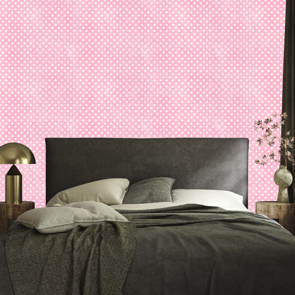 Stars Wallpaper Powder Pink and White, Soft Shapes 50x1000