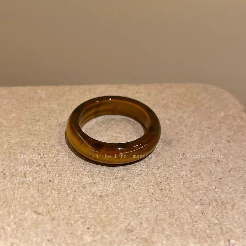 Кольцо с камнем Тигровый глаз Женское Ретро Мода Индексный палец Кольцо с индивидуальностью Элегантное и универсальное Кольцо с пятнистым камнем