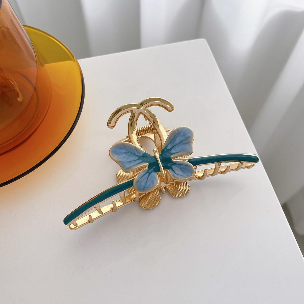 Elegant Butterfly Hair Claw Clip Large Size Alloy Stylish Hair Accessory For Women светло-синий