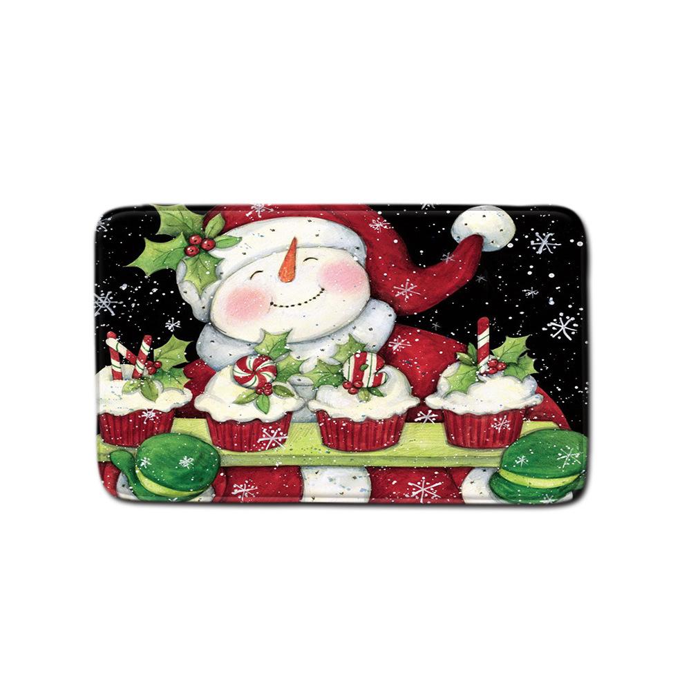 Christmas Shower Curtain Floor Mat Combination Four-Piece Set Bathroom Non-Slip Mat Toilet Absorbent Door Mat Carpet