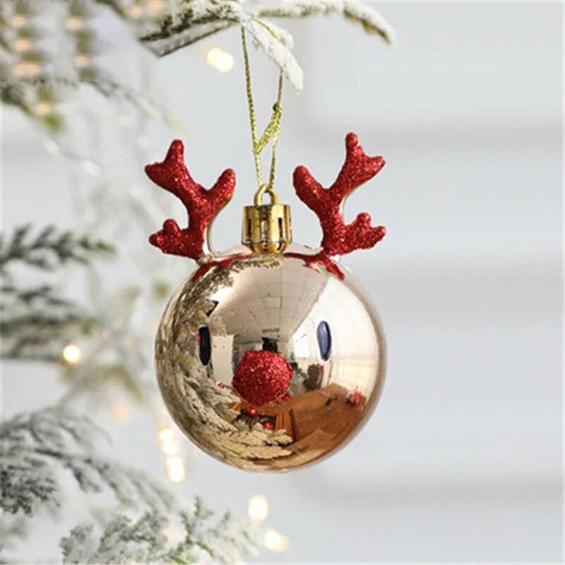 2 kusy PVC vánoční koule ozdoby zlaté červené sobí dekorace na vánoční stromek pro párty potřeby dětské závěsné dekorace na krb