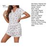 2 Pcs/Set Pajamas Suit Lace Splicing V Neck Short Sleeve Top Cherry Printing Comfort Homewear Outfit Casual Top Shorts Sleepwear Set
