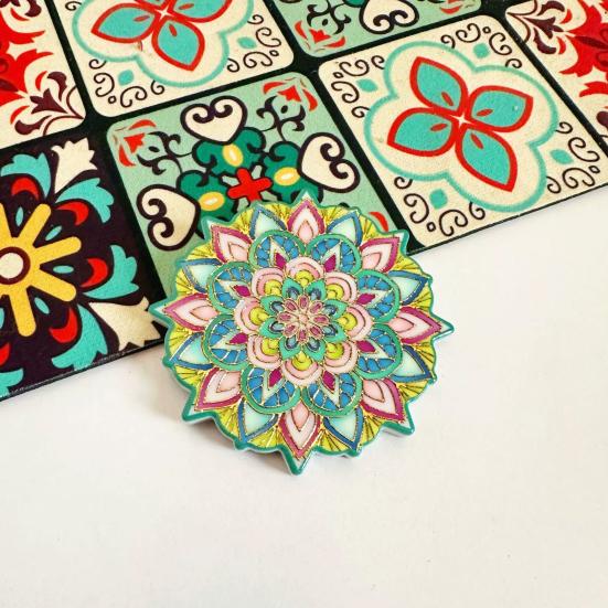 Retro Etnisk Blomst Kjøleskapsmagnet DIY Hjemmekontor Kjøkken Skap Kjøleskap 3D Vintage Fargerik Blomst Magnetisk Dekorasjon Ornament