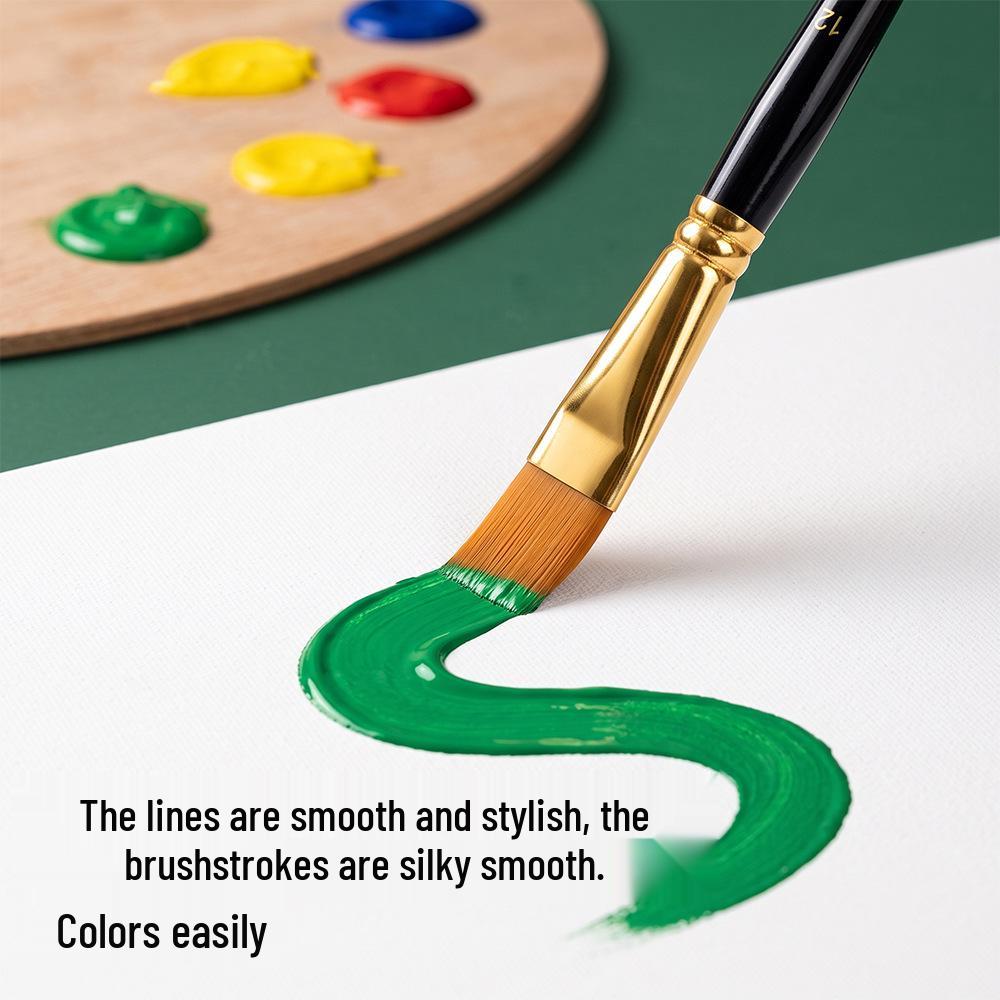 Nylon Art Brush Set - Ideal for Students: Perfect for Gouache, Acrylic, Watercolor, Oil Paints, Flat Brushes, Beginners, Linework, and Base Coating.