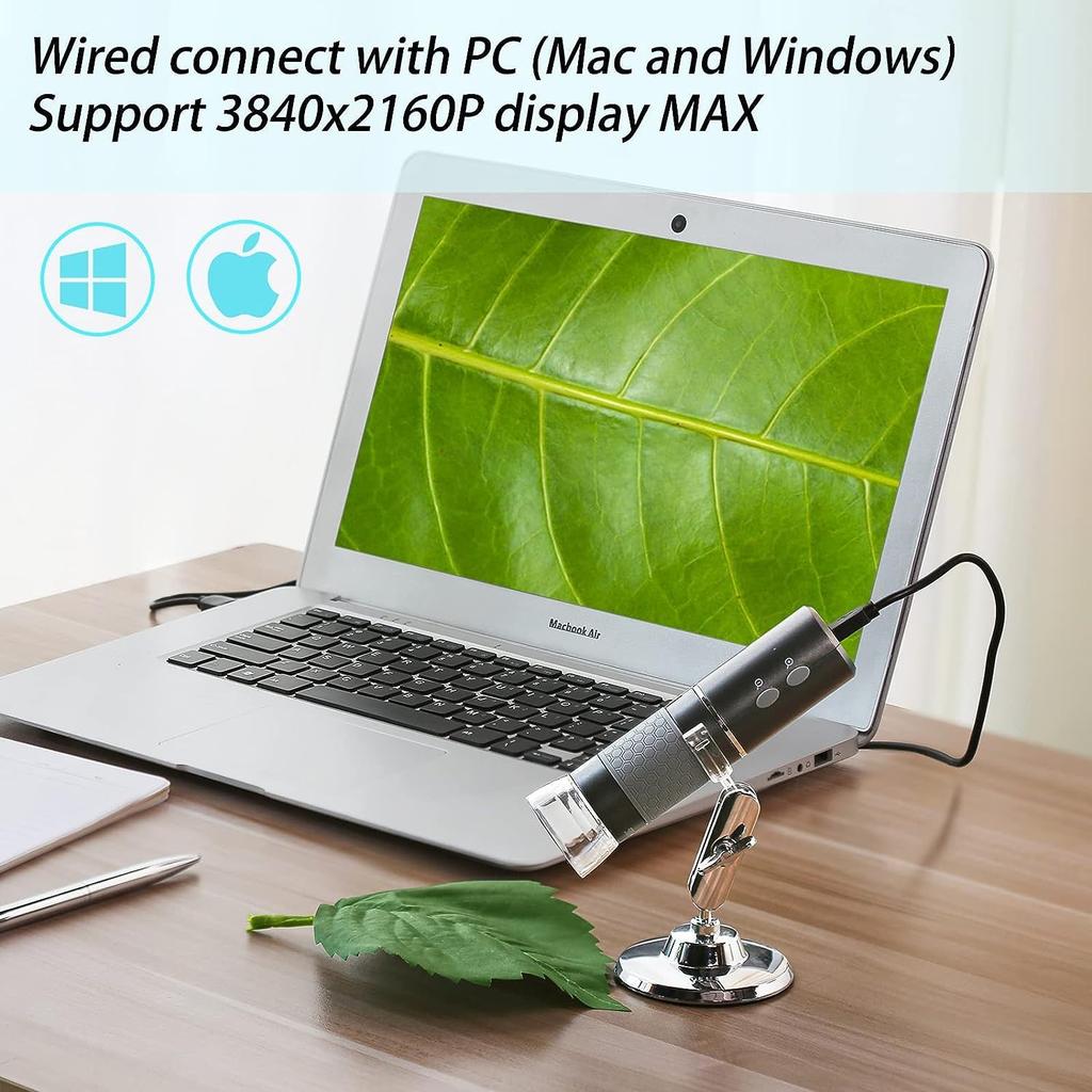 Ninyoon 4K WiFi Microscope for iPhoneAndroid PC, 50-1000X USB Digital Microscope, Wireless Super HD Endoscope Camera, Compatible with All Mobile