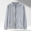 Spring Autumn Unisex Hoodie Solid Color Smooth Zipper Long Sleeve Hooded Coat Loose Ribbed Cuff Sweatshirt Streetwear