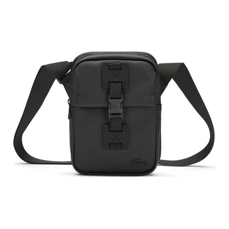 

Lacoste Brand Pattern Solid Color Adjustable Shoulder Strap PVC Handheld Shoulder Crossbody Bag Small Men bags Black NH4470OO-000 Black,Small