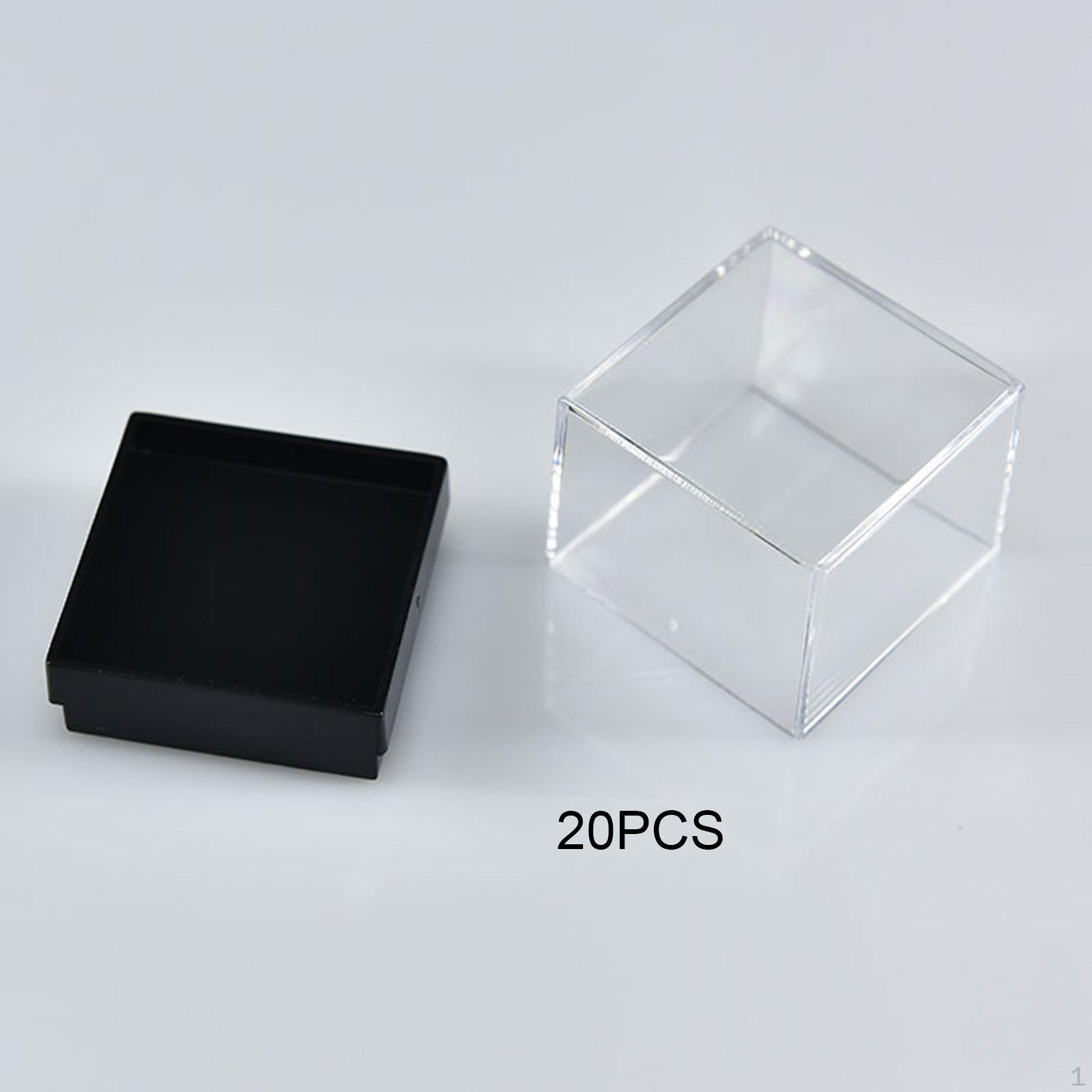 

20 Pieces Mineral Display Boxes Holders Square Multifunctional with Lid Containers Showcase