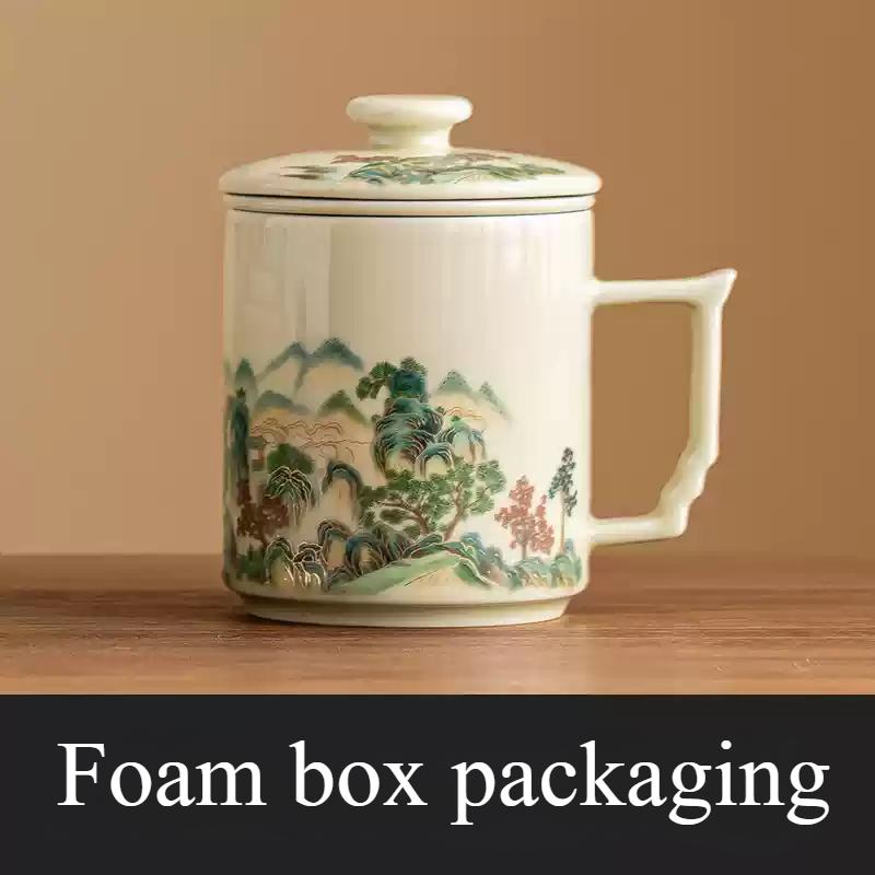 Landscape Tea Cup/personal Use/mug/covered/tea Separation Cups/Chinese Ceramic Office Cups/ceramic/ With filter screen 8.6X12.3CM---354ML