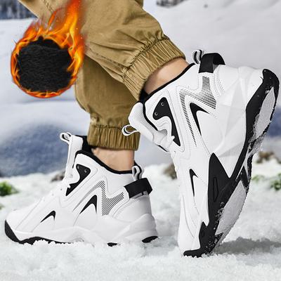 Herren Winter Übergröße Mittelhoch Gepolsterte Dicke Sohle Freizeitschuhe Schnürschuhe Schneesportschuhe Warme Basketballschuhe
