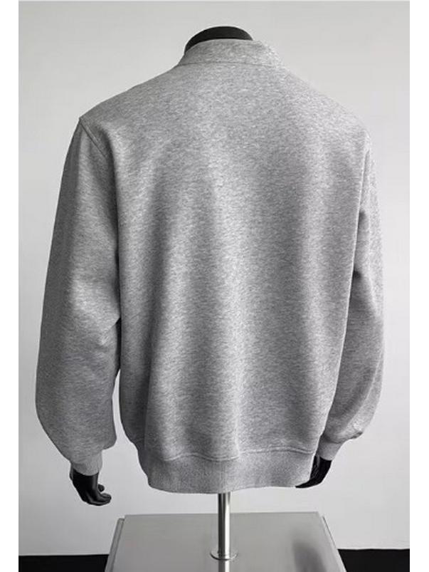 Unisex Henry Collar Semi-High Neck Fleece Sweatshirt - Heavyweight American Cleanfit, Perfect for Autumn/Winter