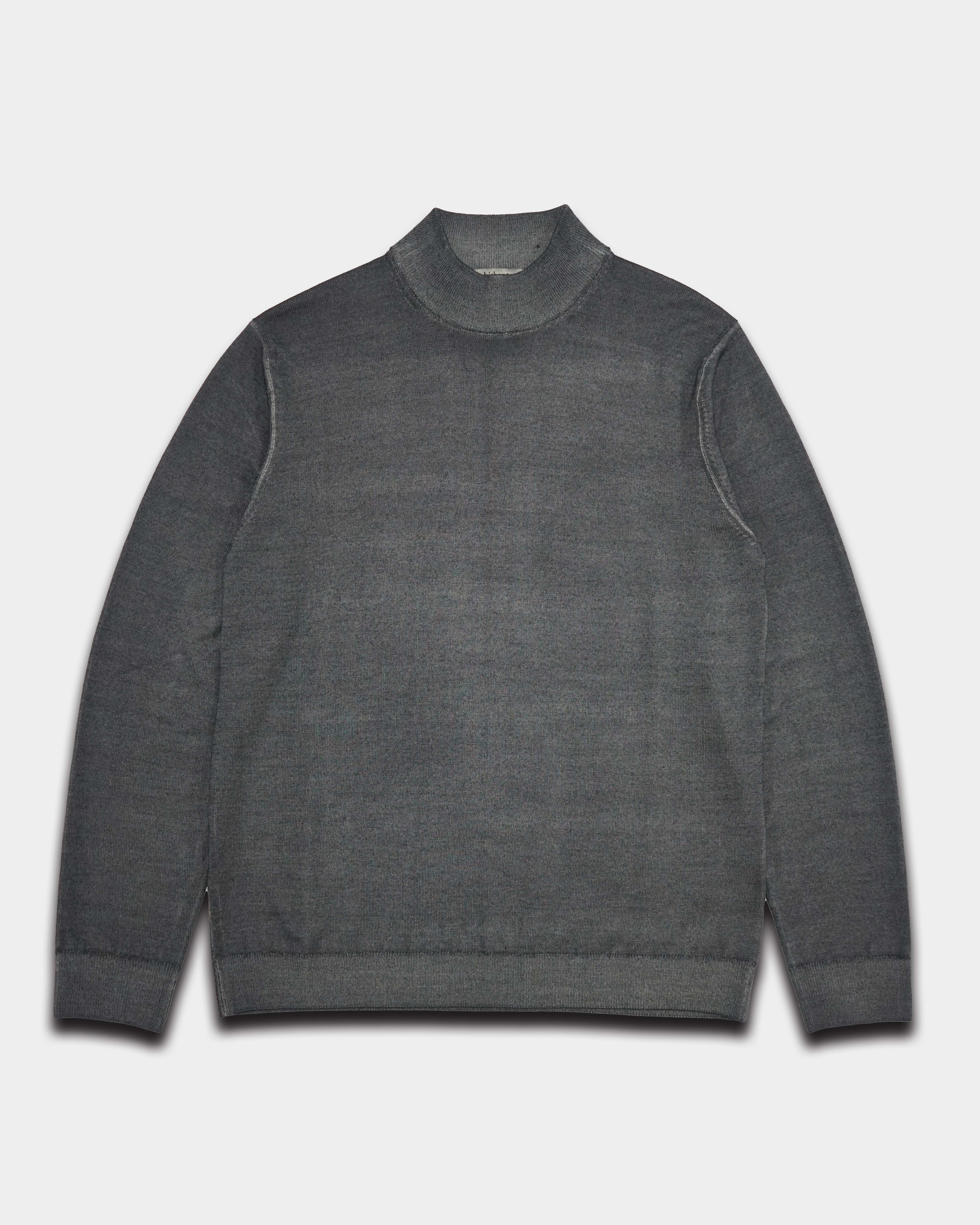 Vibrante Rich Wool Mock Neck Knit - Charcoal Charcoal/Charcoal