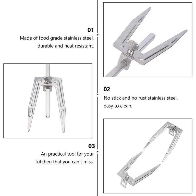 Stainless Steel Roast Rack Chicken Skewer Cook Oven and Air Fryer Rotisserie Accessories BBQ Grilled Chicken Fork Camping Tools