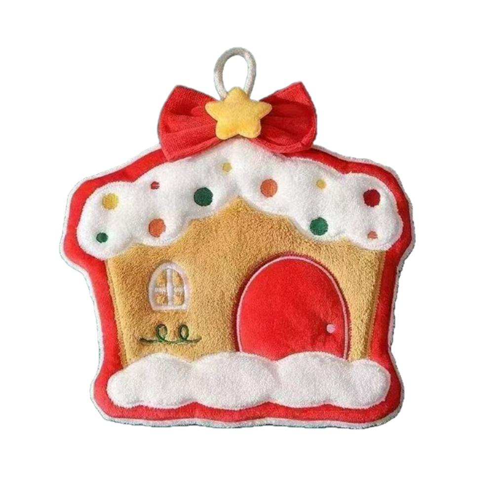 Christmas Hand Towels 2025 Elk Santa Tree Pattern Cleaning Cloth Coral Fleece Plush Towel Absorbent Hang Wipe Xmas Decor