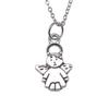 Peach Heart Angel Wings Sweet Pendant Antique Silver Metal Boys Collar Necklace High Quality Gift