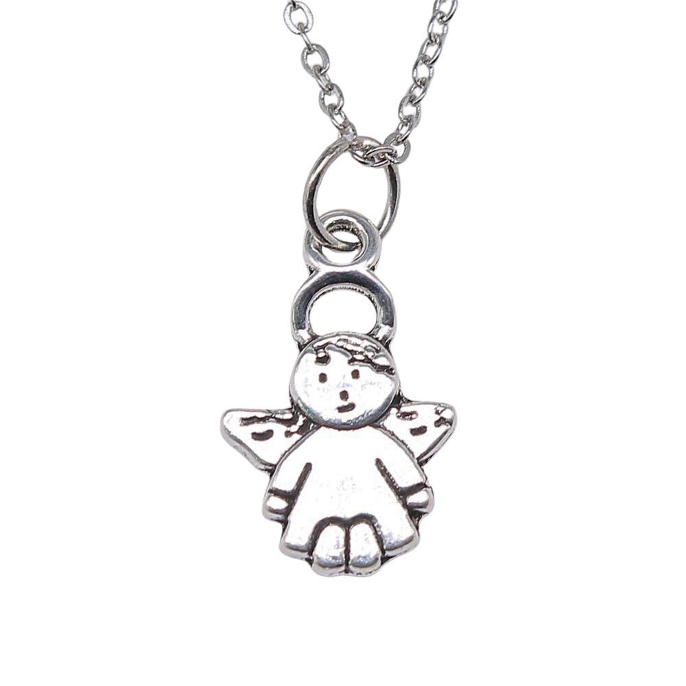 Peach Heart Angel Wings Sweet Pendant Antique Silver Metal Boys Collar Necklace High Quality Gift