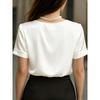 2026 New Women's V-neck Ruched Short Sleeve Elegant Fashion T-shirt Blouse, Casual Daily Top for Women European American Style
