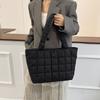 Embroidery Thread, Square Plaid Cotton Clothing Bag, Largecapacity Bag, Women's New Padded Underarm Bag, Shoulder Tote Bag.