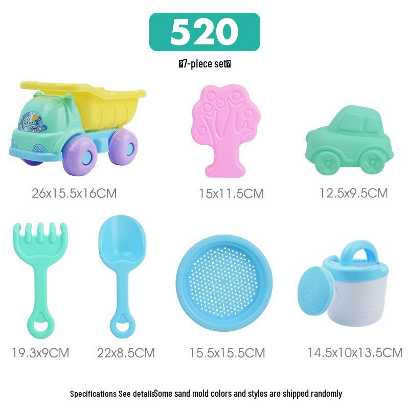 Children's Beach Sand Toy Set: Shovels, Buckets, and Toy Car for Seaside Fun