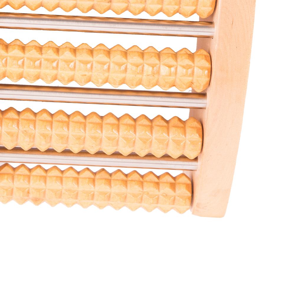 Promise thickened large non-slip solid wood roller rubbing sole massager, five rows of plastic sole foot rows