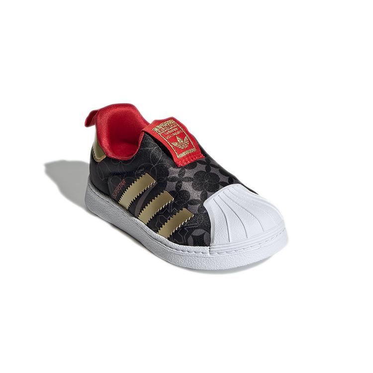 adidas Originals Superstar 360 I Abrasion Resistant Low Top Toddler Shoes Black Gold Infant And Toddler GX6337