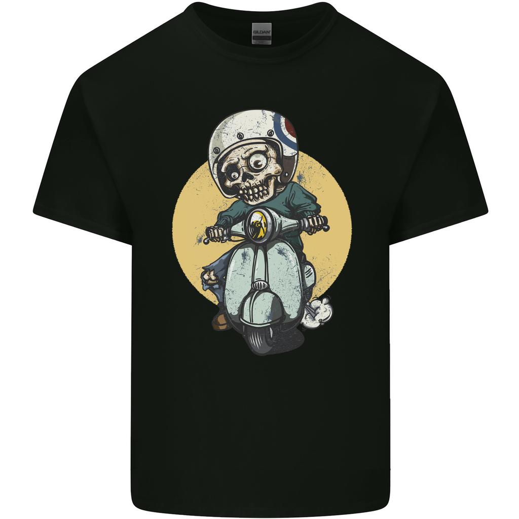Mod Scooter Moped Skull Unisexs Light Cotton TShirt