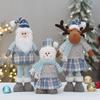 Christmas New Product: Blue Cloth Art Retractable Christmas Figurine Old Man Snowman Reindeer Festival Decoration Ornaments