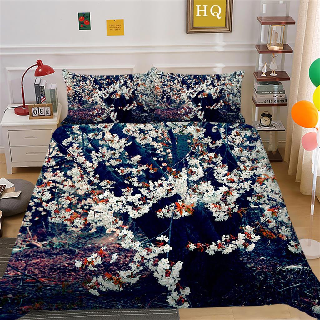 3D Flower Sea Bedding Set Flower Series Quilt and Pillow Case 2/3 Pieces AU180 * 210 Full Size Soft and Easy To Clean Home Decoration